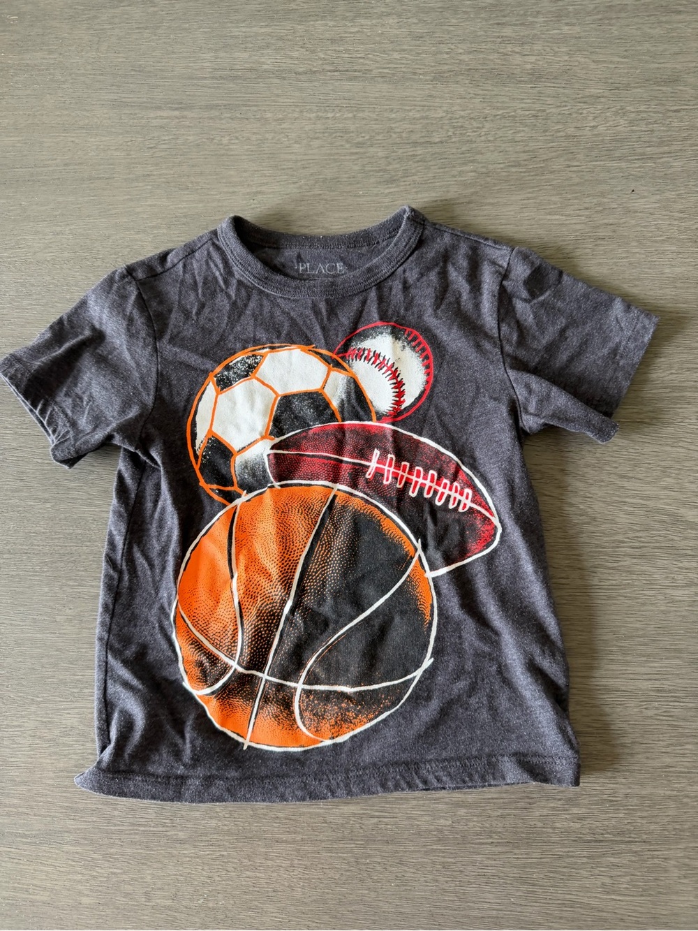 The Children's Place Gray Tee with Orange Basketball & Multi-Sport Graphic